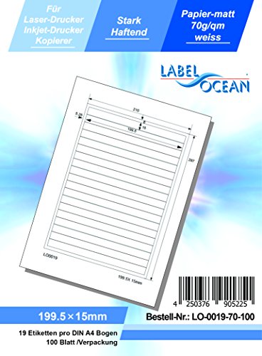 LabelOcean LO-0019-70-100 Universal Etiketten, 100 Blatt 70g/qm, Hochwertiges Papier LabelOcean LO-0019-70-100 Universal Etiketten, 100 Blatt 70g/qm, Hochwertiges Papier von LabelOcean