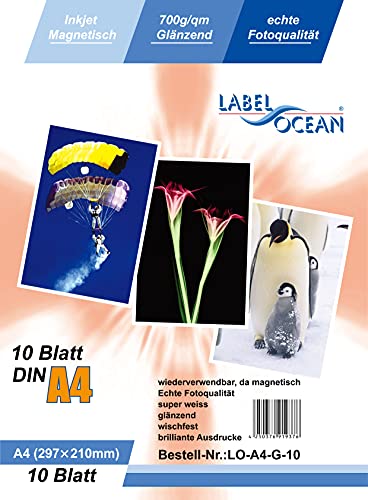 LabelOcean LO-A4-G-10 A4 Fotopapier magnetisch, Magnetpapier 10 Blatt glänzemd von LabelOcean