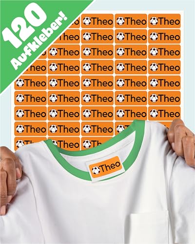 LabelTiger® Personalisierte Namensaufkleber für Kinder - 120 Stück, Selbstklebend & Wasserfest, Ideal für Kita, Schule, Kleidung & Gegenstände - Orange von LabelTiger