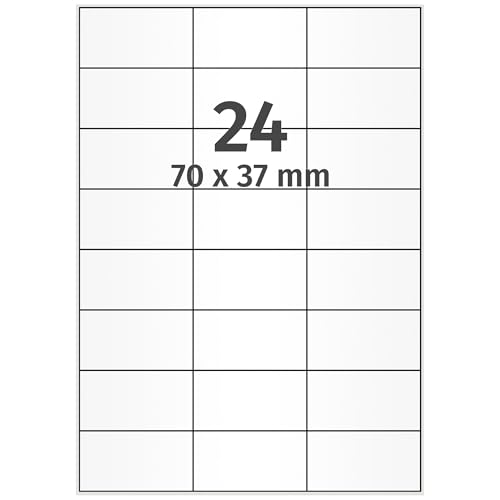 Folienetiketten auf A4 Bogen, weiß - 70 x 37 mm - 1.800 wetterfeste Polyethylen Etiketten auf 75 Blatt, extrem permanente PE Aufkleber, matt, opak von Labelident