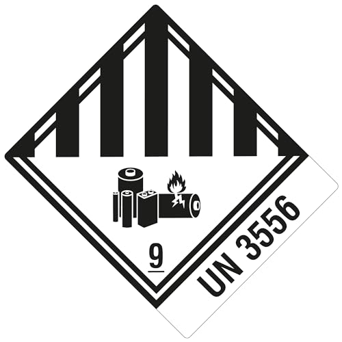 Gefahrgutaufkleber 100 x 120 mm - Gefahrgutetiketten Klasse 9A - Fahrzeuge mit eingebauten Lithium-Ionen-Batterien - 1.000 Gefahrstoffetiketten auf 1 Rolle(n), Papier weiß-schwarz von Labelident