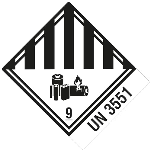 Gefahrgutaufkleber 100 x 120 mm - Gefahrgutetiketten Klasse 9A - Natrium-Ionen-Batterien - 1.000 Gefahrstoffetiketten auf 1 Rolle(n), Papier weiß-schwarz von Labelident