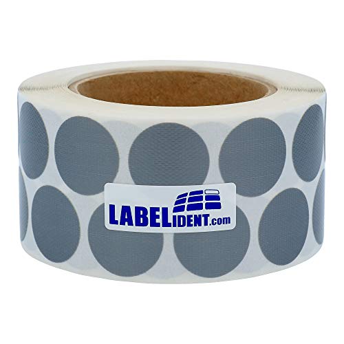 Geweberonden grau - Ø 30 mm - 1.000 Gewebeklebepunkte (Nylon) auf 76 mm Rolle, per Hand beschriften von Labelident