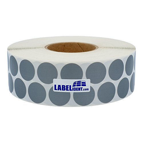 Geweberonden grau - Ø 30 mm - 4.000 Gewebeklebepunkte (Nylon) auf 76 mm Rolle, per Hand beschriften von Labelident
