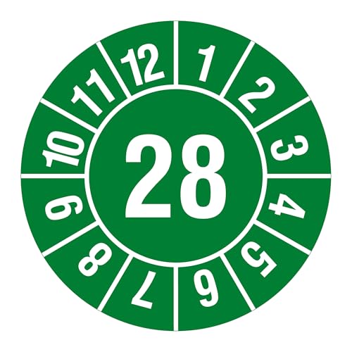 Jahresprüfplakette 2028 - Ø 30 mm, 1.000 widerstandsfähige Prüfplaketten auf Rolle, Polyethylen, grün-weiß, selbstklebend, Jahresplakette Jahresprüfplakette 2028 - Ø 30 mm, 1.000 widerstandsfähige Prüfplaketten auf Rolle, Polyethylen, grün-weiß, selbstklebend, Jahresplakette von Labelident