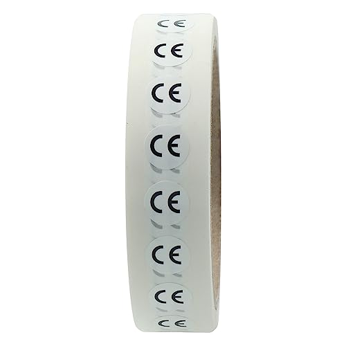 Labelident CE Zeichen weiß Ø 12,5 mm - 1.000 Polyester-Etiketten auf 1 Rolle(n), 3 Zoll (76,2 mm) Kern, CE Kennzeichnung Aufkleber permanent haftend von Labelident