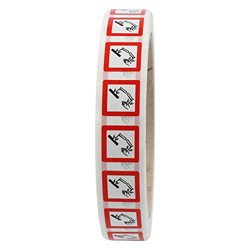 GHS 05 Etiketten 15 x 15 mm - Warnung ätzende Stoffe - 1.000 Gefahrensymbole Aufkleber auf 1 Rolle(n), 40 mm Rollenkern, Polyethylen, GHS Kennzeichnung von Labelident