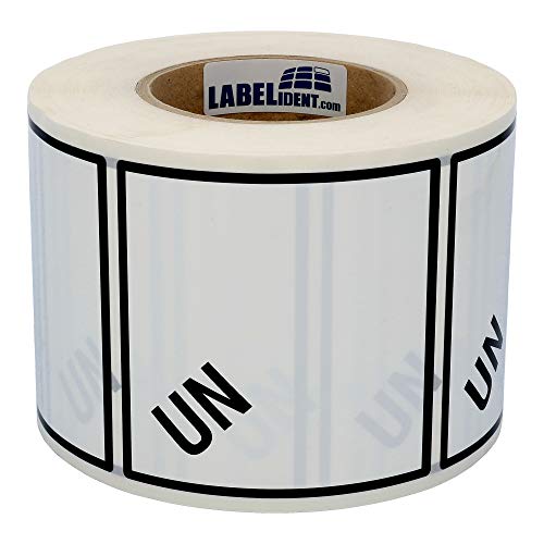 Labelident Gefahrgutaufkleber 100 x 100 mm - ADR Sondervorschrift 653, UN (Handbeschriftung) - 1.000 Gefahrgutetiketten auf 1 Rolle(n), 3 Zoll (76,2 mm) Rollenkern, Polyethylen weiß, selbstklebend von Labelident