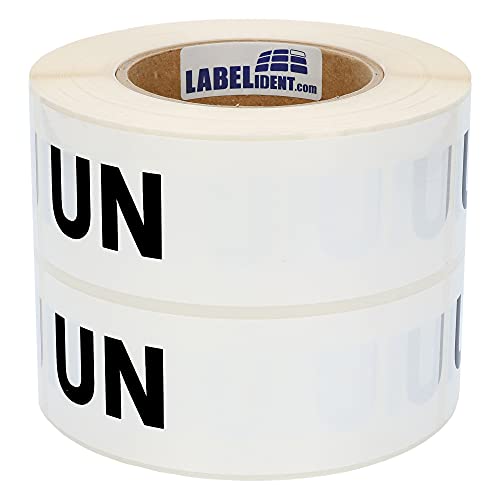 Labelident Gefahrgutaufkleber 150 x 50 mm - UN zum Selbstbeschriften - 1.000 Gefahrgutetiketten auf 1 Rolle(n), 1,57 Zoll (40 mm) Kern, Polyethylen weiß-schwarz von Labelident