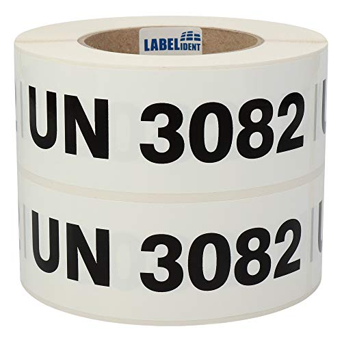 Labelident Gefahrgutaufkleber 150 x 50 mm - UN 3082, UN 3082-1.000 Gefahrgutetiketten auf 1 Rolle(n), 3 Zoll (76,2 mm) Rollenkern, Polyethylen weiß, selbstklebend von Labelident