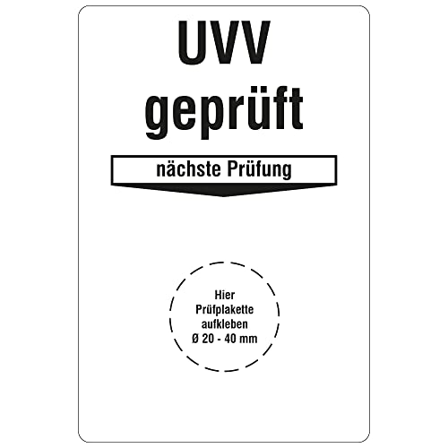 Labelident Grundplaketten für Prüfplaketten 76,2 x 50,8 mm - UVV geprüft - Nächste Prüfung - 1.000 Grundetiketten auf Rolle, Polyethylen selbstklebend, weiß-schwarz von Labelident