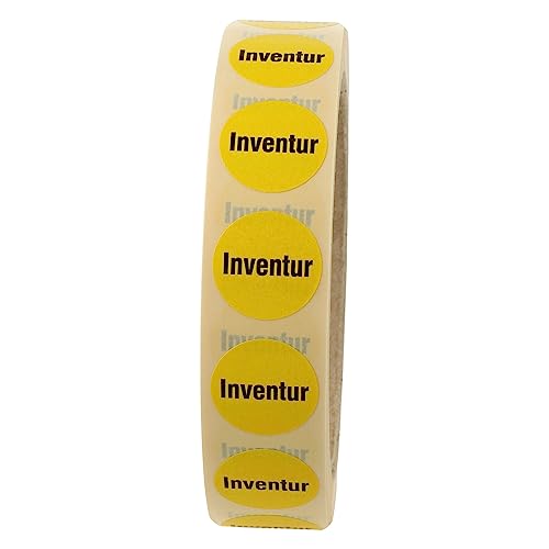 Labelident Inventuretiketten auf Rolle Ø 20 mm rund - Inventur - 1000 Inventuraufkleber gelb, Papier selbstklebend von Labelident