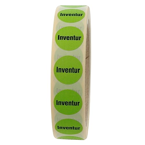 Labelident Inventuretiketten auf Rolle Ø 20 mm rund - Inventur - 1000 Inventuraufkleber grün, Papier selbstklebend von Labelident