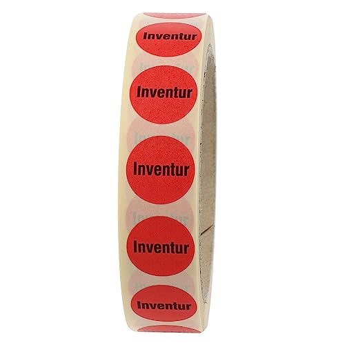 Labelident Inventuretiketten auf Rolle Ø 20 mm rund - Inventur - 1000 Inventuraufkleber rot, Papier selbstklebend von Labelident