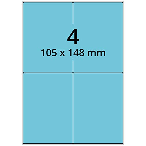 Labelident Laseretiketten selbstklebend auf DIN A4 Bogen - 105 x 148 mm - 400 Universal Etiketten blau, matt, 100 Blatt Papier Laserdrucker Etiketten Labelident Laseretiketten selbstklebend auf DIN A4 Bogen - 105 x 148 mm - 400 Universal Etiketten blau, matt, 100 Blatt Papier Laserdrucker Etiketten von Labelident