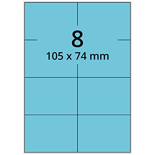 Labelident Laseretiketten selbstklebend auf DIN A4 Bogen - 105 x 74 mm - 800 Universal Etiketten blau, matt, 100 Blatt Papier Laserdrucker Etiketten Labelident Laseretiketten selbstklebend auf DIN A4 Bogen - 105 x 74 mm - 800 Universal Etiketten blau, matt, 100 Blatt Papier Laserdrucker Etiketten von Labelident