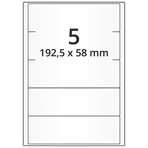 Labelident Laseretiketten selbstklebend auf DIN A4 Bogen - 193 x 58 mm - 2500 Universal Etiketten weiß, matt, 500 Blatt Papier Laserdrucker Etiketten von Labelident