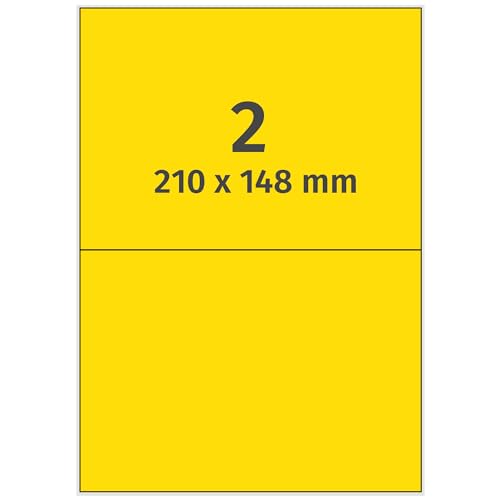 Laser-Etiketten auf A4 Bogen, gelb - 210 x 148 mm - 200 Papier Aufkleber auf 100 Blatt, selbstklebende Universal Klebeetiketten Laser-Etiketten auf A4 Bogen, gelb - 210 x 148 mm - 200 Papier Aufkleber auf 100 Blatt, selbstklebende Universal Klebeetiketten von Labelident