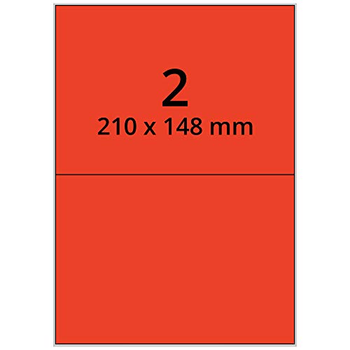 Laser-Etiketten auf A4 Bogen, rot - 210 x 148 mm - 200 Papier Aufkleber auf 100 Blatt, selbstklebende Universal Klebeetiketten Laser-Etiketten auf A4 Bogen, rot - 210 x 148 mm - 200 Papier Aufkleber auf 100 Blatt, selbstklebende Universal Klebeetiketten von Labelident