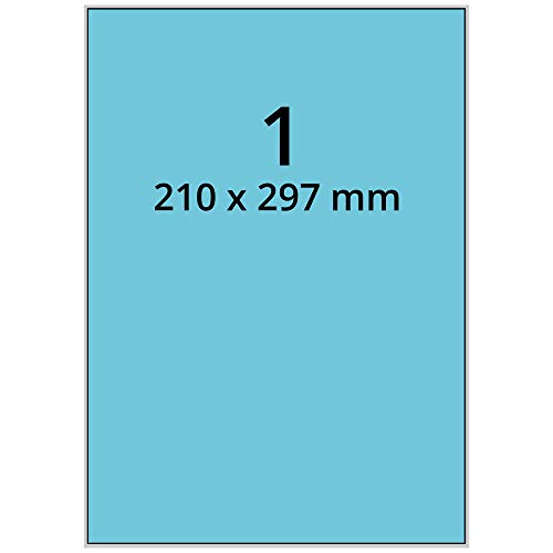 Labelident Laseretiketten selbstklebend auf DIN A4 Bogen - 210 x 297 mm - 100 Universal Etiketten blau, matt, 100 Blatt Papier Laserdrucker Etiketten von Labelident