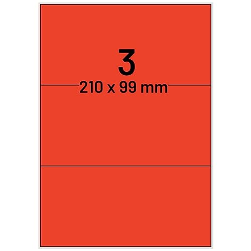 Labelident Laseretiketten selbstklebend auf DIN A4 Bogen - 210 x 99 mm - 300 Universal Etiketten rot, matt, 100 Blatt Papier Laserdrucker Etiketten. Labelident Laseretiketten selbstklebend auf DIN A4 Bogen - 210 x 99 mm - 300 Universal Etiketten rot, matt, 100 Blatt Papier Laserdrucker Etiketten. von Labelident