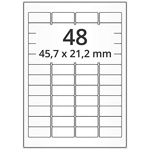 Labelident Laseretiketten selbstklebend auf DIN A4 Bogen - 45,7 x 21,2 mm - 24.000 Universal Etiketten weiß, matt, 500 Blatt Papier Laserdrucker Etiketten Labelident Laseretiketten selbstklebend auf DIN A4 Bogen - 45,7 x 21,2 mm - 24.000 Universal Etiketten weiß, matt, 500 Blatt Papier Laserdrucker Etiketten von Labelident