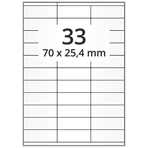 Labelident Laseretiketten selbstklebend auf DIN A4 Bogen - 70 x 25 mm - 16500 Universal Etiketten weiß, matt, 500 Blatt Papier Laserdrucker Etiketten von Labelident