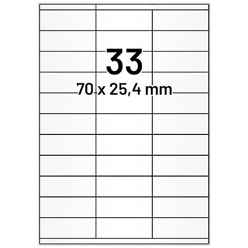 Labelident Laseretiketten selbstklebend auf DIN A4 Bogen - 70 x 25 mm - 16500 Universal Etiketten weiß, matt, 500 Blatt Papier Laserdrucker Etiketten von Labelident