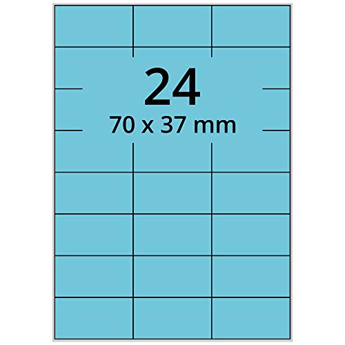 Laser-Etiketten auf A4 Bogen, blau - 70 x 37 mm - 2.400 Papier Aufkleber auf 100 Blatt, selbstklebende Universal Klebeetiketten von Labelident