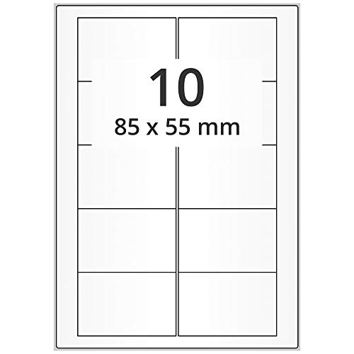 Laseretiketten selbstklebend auf DIN A4 Bogen - 85 x 55 mm - 5.000 Universal Etiketten weiß, matt, 500 Blatt Papier Laserdrucker Etiketten von Labelident