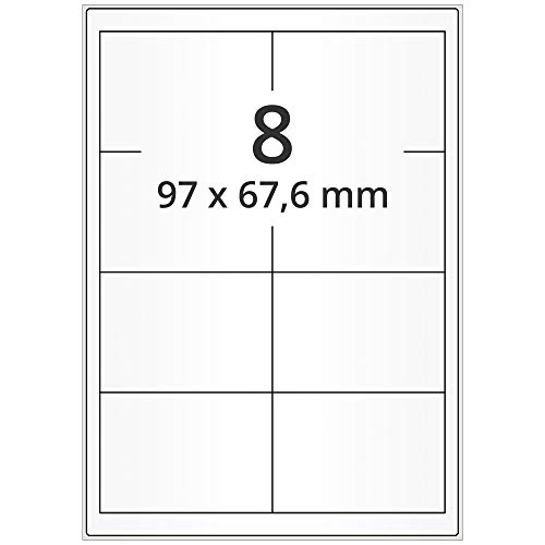Laseretiketten selbstklebend auf DIN A4 Bogen - 97 x 67,6 mm - 4.000 Universal Etiketten weiß, matt, 500 Blatt Papier Laserdrucker Etiketten von Labelident