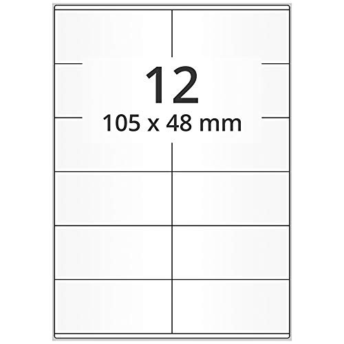 Labelident Laseretiketten wieder ablösbar auf DIN A4 Bogen - 105 x 48 mm - 1.200 Universal Etiketten weiß, matt, 100 Blatt Papier Laserdrucker Etiketten von Labelident