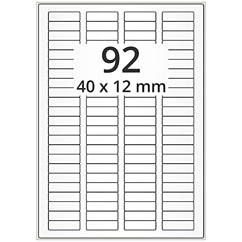 Labelident Laseretiketten wieder ablösbar auf DIN A4 Bogen - 40 x 12 mm - 9200 Universal Etiketten weiß, matt, 100 Blatt Papier Laserdrucker Etiketten von Labelident