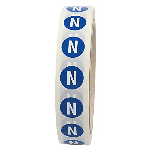 Leiterkennzeichnung - N - Wechselstromnetz Neutralleiter - Ø 12,5 mm - 1.000 Leiterkennzeichen Etiketten auf 1 Rolle(n), Polyester, blau-weiß, selbstklebend von Labelident