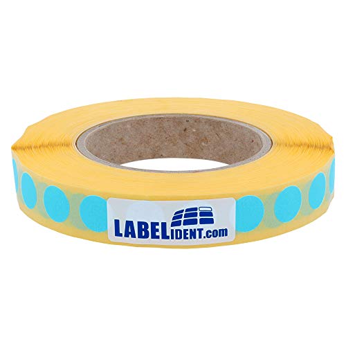 Markierungspunkte blau - Ø 12,5 mm - 1.000 bunte Verschlussetiketten auf 1 Rolle(n), 40 mm Kern, Papier, Inventuretiketten selbstklebend von Labelident