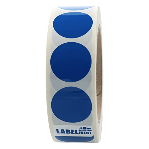 Markierungspunkte blau - Ø 30 mm - 1.000 bunte Klebepunkte auf 1 Rolle(n), 40 mm Kern, Polyethylen, Inventuretiketten selbstklebend von Labelident