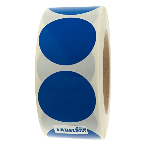 Labelident Markierungspunkte blau - Ø 50 mm - 1.000 bunte Verschlussetiketten auf 1 Rolle(n), 3 Zoll (76,2 mm) Kern, Polyethylen, Inventuretiketten selbstklebend von Labelident