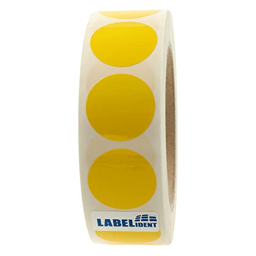 Labelident Markierungspunkte gelb - Ø 30 mm - 1.000 bunte Verschlussetiketten auf 1 Rolle(n), 3 Zoll (76,2 mm) Kern, Polyethylen, Inventuretiketten selbstklebend von Labelident
