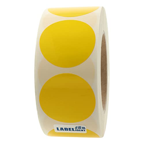 Labelident Markierungspunkte gelb - Ø 50 mm - 1000 Klebepunkteauf 1 Rolle(n), 3 Zoll Rollenkern, Vinyl, Inventuretiketten selbstklebend von Labelident