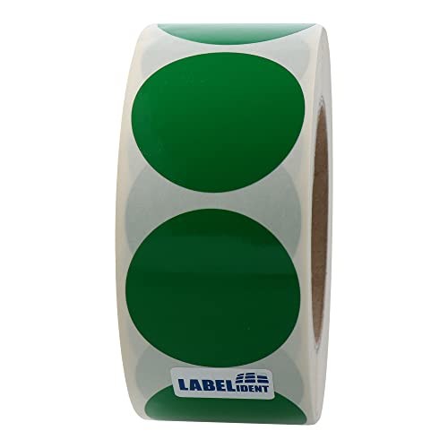 Markierungspunkte grün - Ø 50 mm - 1.000 bunte Klebepunkte auf 1 Rolle(n), 40 mm Kern, Polyethylen, Inventuretiketten selbstklebend von Labelident