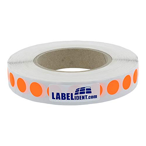 Markierungspunkte neonorange - Ø 12,5 mm - 1.000 bunte Verschlussetiketten auf 1 Rolle(n), 40 mm Kern, Papier, Inventuretiketten selbstklebend von Labelident