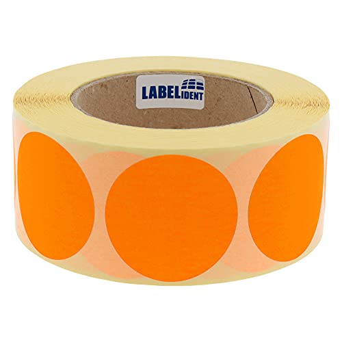 Markierungspunkte neonorange - Ø 50 mm - 1.000 bunte Verschlussetiketten auf 1 Rolle(n), 40 mm Kern, Papier, Inventuretiketten selbstklebend von Labelident