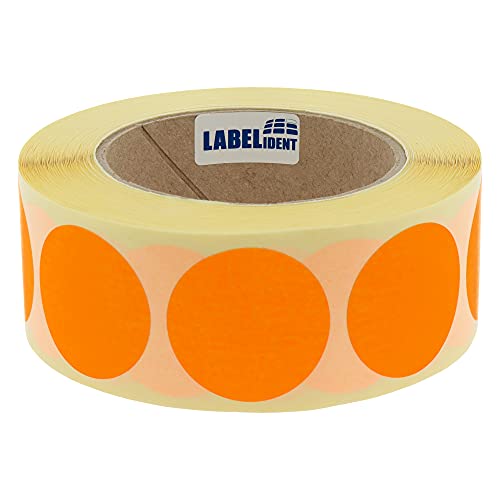 Labelident Markierungspunkte leuchtorange - Ø 40 mm - 1.000 bunte Verschlussetiketten auf 1 Rolle(n), 3 Zoll (76,2 mm) Kern, Papier, Inventuretiketten selbstklebend von Labelident