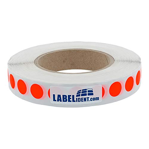 Markierungspunkte neonrot - Ø 12,5 mm - 1.000 bunte Klebepunkte auf 1 Rolle(n), 40 mm Kern, Papier, Inventuretiketten selbstklebend von Labelident