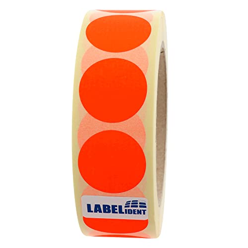 Markierungspunkte neonrot - Ø 30 mm - 1.000 bunte Klebepunkte auf 1 Rolle(n), 40 mm Kern, Papier, Inventuretiketten selbstklebend von Labelident