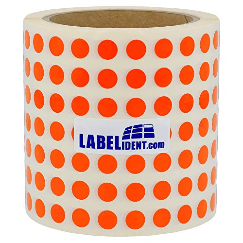 Labelident Markierungspunkte orange - Ø 10 mm - 10.000 bunte Verschlussetiketten auf 1 Rolle(n), 3 Zoll (76,2 mm) Kern, Vinyl, Inventuretiketten selbstklebend von Labelident