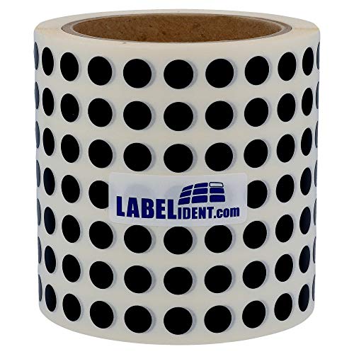 Labelident Markierungspunkte schwarz - Ø 10 mm - 10.000 bunte Verschlussetiketten auf 1 Rolle(n), 3 Zoll (76,2 mm) Kern, Polyethylen, Inventuretiketten selbstklebend von Labelident