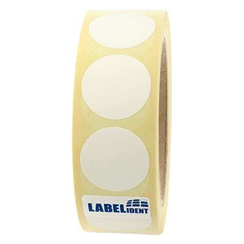 Markierungspunkte weiß - Ø 30 mm - 1.000 bunte Klebepunkte auf 1 Rolle(n), 40 mm Kern, Papier, Inventuretiketten selbstklebend von Labelident