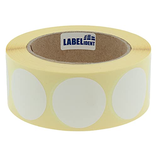 Markierungspunkte weiß - Ø 40 mm - 1.000 bunte Verschlussetiketten auf 1 Rolle(n), 40 mm Kern, Papier, Inventuretiketten selbstklebend von Labelident
