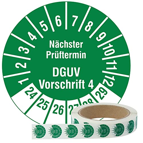 Labelident Mehrjahresprüfplaketten 2024-2029 - Nächster Prüftermin DGUV Vorschrift 4 - Ø 20 mm, 1.000 widerstandsfähige Prüfplaketten auf Rolle, Polyethylen, grün, selbstklebend Labelident Mehrjahresprüfplaketten 2024-2029 - Nächster Prüftermin DGUV Vorschrift 4 - Ø 20 mm, 1.000 widerstandsfähige Prüfplaketten auf Rolle, Polyethylen, grün, selbstklebend von Labelident